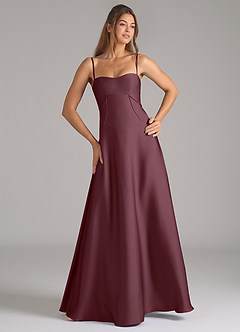 Azazie Valentine Suknie dla druhen Linia A Gorset Satyna elastyczna Do ziemi Sukienka image4