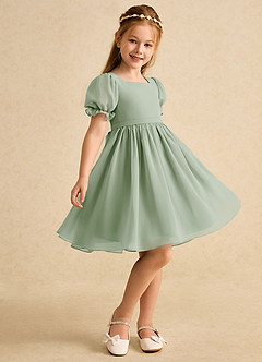 Azazie Jolie Flower Girl Klänningar Klänning A-Line i Chiffong med ärmar image1