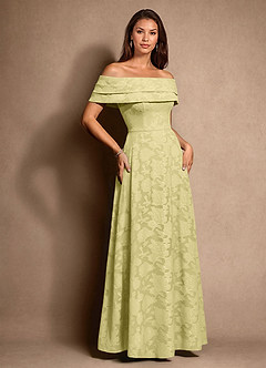 Azazie New Britain Mother of the Bride Dresses Lemon Sorbet A-Line Pleated Floral Burnout Dress image2
