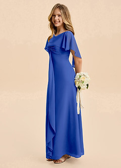 Azazie Selena Junior Royal Blue A-Line Ruched Chiffon Dress image1