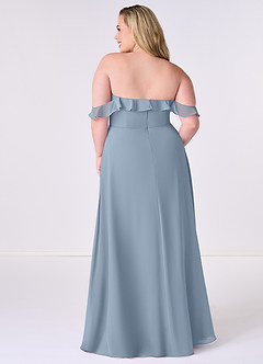 Barbie ♥ Azazie Jurken voor bruidsmeisjes Converteerbaar Jurk van Chiffon met A-Lijn Off the Shoulder Stoffig Blauw image8