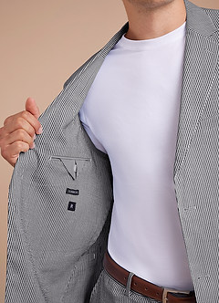 front Gavin Grey Striped Seersucker Trousers Suit
