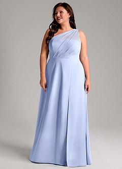 Azazie Phaedra Bridesmaid Dresses Ice A-Line One Shoulder Chiffon Dress image14