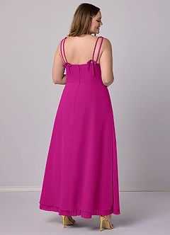 Barbie ♥ Azazie Robes de demoiselle d'honneur Robe Trapèze en Mousseline de soie Plissée Fuchsia image11