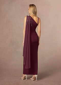 Azazie Gianna vestidos de madre de la novia Vestido de Cabernet de Crepé elástico con Hombro unilateral image3
