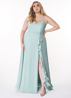 Azazie Naeem Bridesmaid Dresses Mist A-Line V-Neck Ruffle Chiffon Dress image7