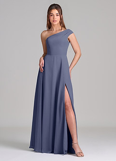 Azazie Melanie Bridesmaid Dresses Stormy A-Line Off the Shoulder Chiffon Dress image3
