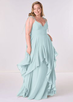 Barbie ♥ Azazie Bridesmaid Dresses Mist A-Line Bow Chiffon Dress image6