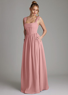Azazie Caterina Abiti da Damigella Abito A-Line in Chiffon Corsetto Rosa Polverosa image5