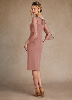 Azazie Bellevue Mother of the Bride Dresses Dusty Rose Sheath Beaded Stretch Crepe Dress image3
