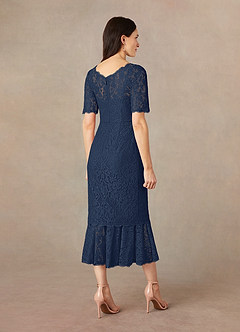 Azazie Lisa Mother of the Bride Dresses Dark Navy Mermaid Lace Dress image4