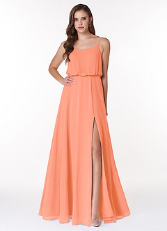 Azazie Lupe Final Sale Sunset A-Line Scoop Blouson Chiffon Dress image1