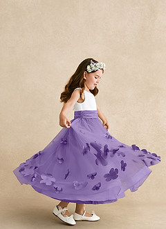 Azazie Vi Flower Girl Dresses Tahiti A-Line Sleeveless Tulle Dress image2