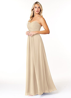 Azazie Yazmin Robes de demoiselle d'honneur Robe Trapèze Convertible en Mousseline de soie Encolure en Forme de Cœur Champagne image3