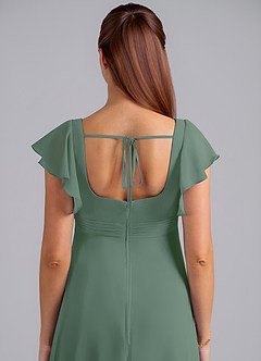 Azazie Bondi Maternity Bridesmaid Dresses A-Line Ruched Chiffon Floor-Length Dress image6