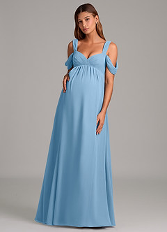 Azazie Rhea Maternity Bridesmaid Dresses A-Line Pleated Chiffon Floor-Length Dress image1