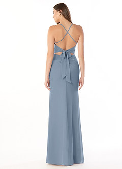 Azazie Aribella Abiti da Damigella Abito Tubino in Chiffon Increspato Blu Polveroso image2