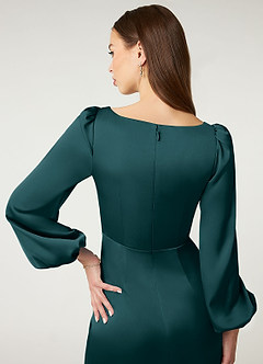 Azazie Mel Brautjungfernkleider Etui Langarm Stretch-Satin Kleid Kiefer image7