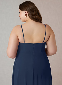 Azazie Emerald Brautjungfernkleider A-Linie Gekräuselt Chiffon Kleid Dunkelmarine image10