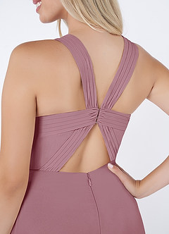 Azazie Jane Final Sale Vintage Mauve A-Line V-Neck Pleated Chiffon Dress image5