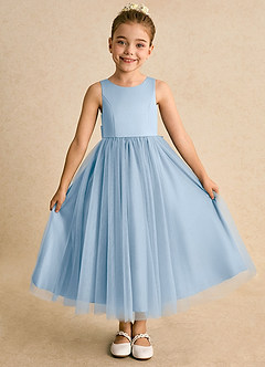 Azazie Solia Robe Demoiselle D'honneur Fillette Robe Princesse en Tulle Arc Poudre Bleue image2