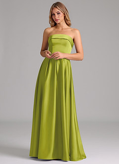 Azazie Lucienne Bridesmaid Dresses Lemongrass A-Line Strapless Stretch Satin Convertible Dress image4