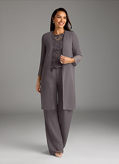 Azazie Florida Mother of the Bride Dresses Steel Grey Jumpsuit/Pantsuit Sequins Chiffon Dress image7
