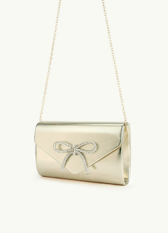front Bow Decor Rhinestone Clutch Bag