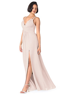 Azazie Farren Vestidos de damas de honor Vestido de Pétalo De Rosa de Gasa de Corte en A Convertible con Plisado image3