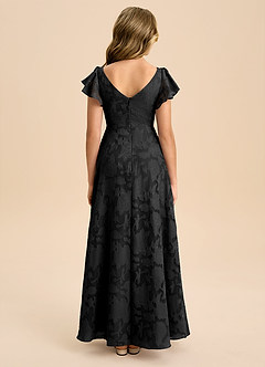 Azazie Omari Junior Abito A-Line in Burnout Floreale Plissettato Nero image2