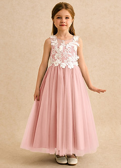 Azazie Mixie Jurken voor bloemenmeisjes Baljurk Jurk van Kant Rozet image5