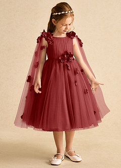 Azazie Staria Robe Demoiselle D'honneur Fillette Robe Princesse en Tulle Rayé Rouille image7