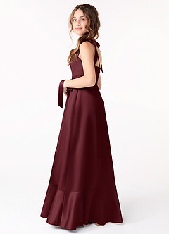 Azazie Barbara Junior Robe Trapèze en Satin extensible Arc Cabernet image2
