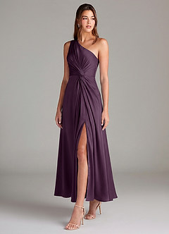 Azazie Brooke Suknie dla druhen Linia A Jedno ramię Satyna elastyczna Długość kostki Sukienka image3