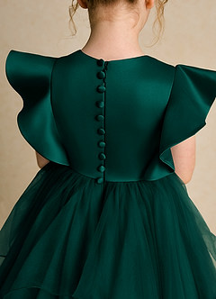 Azazie Chirp Flower Girl Dresses Pine Ball-Gown Tulle Dress image6