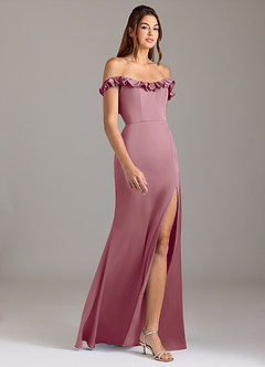 Azazie Callie Bridesmaid Dresses Vintage Mauve A-Line Ruched Stretch Satin Convertible Dress image6