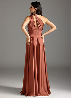 Azazie Charlize Jurken voor bruidsmeisjes Jurk van Stretch Satijn met A-Lijn One-Shoulder Klei image6