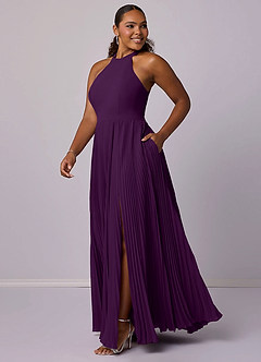 Barbie ♥ Azazie Bridesmaid Dresses Grape A-Line Pleated Chiffon Dress image10