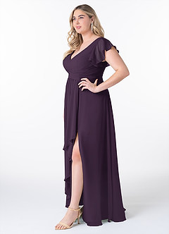 Azazie Omari Bridesmaid Dresses Plum A-Line Chiffon Dress image9