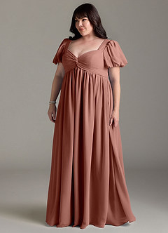Azazie Madisynn Brautjungfernkleider für Schwangere Schleifen Chiffon Bodenlänge Kleid image8