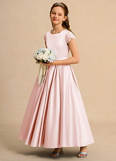 Azazie Bunny Girl vestidos de niña de las flores Vestido de Rosa Rubor de Encaje de Princesa image6