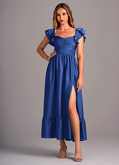 Azazie Anaya Bridesmaid Dresses Royal Blue A-Line Sweetheart Neckline Stretch Satin Convertible Dress image5