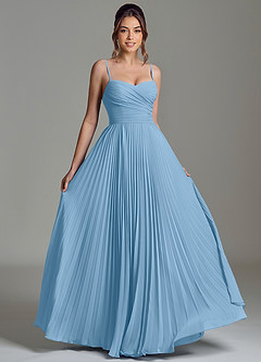 Azazie Catie Brautjungfernkleider A-Linie Herzausschnitt Chiffon Kleid Stahlblau image3