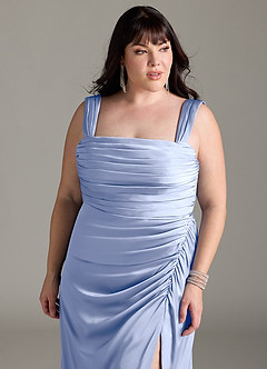 Azazie Jesaphine Bridesmaid Dresses Ice Sheath Bow Stretch Satin Dress image12
