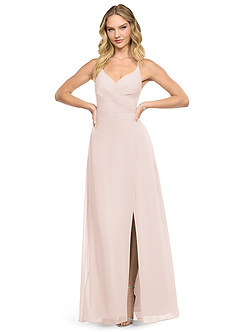 Azazie Davis Bridesmaid Dresses Rose Petal A-Line V-Neck Chiffon Dress image2