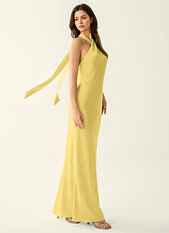 Manllanda Pastel Yellow Bows Satin Prom Dress image5