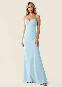 Valerianaire Sky Blue Beading Satin Prom Dress image4
