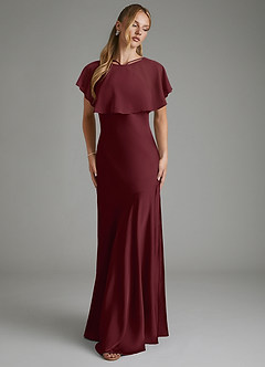 Azazie Carly Bridesmaid Dresses Cabernet Mermaid Pleated Stretch Satin Convertible Dress image4