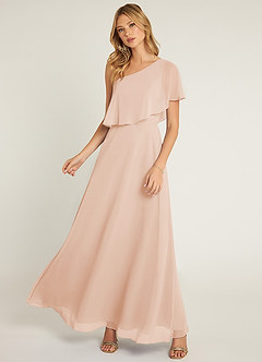 Azazie Lizzy Final Sale English Rose A-Line One Shoulder Chiffon Dress image9