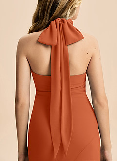 Azazie Velli Junior Meerjungfrau-Linie Hoher Kragen Chiffon Kleid Gebranntes Orange image6